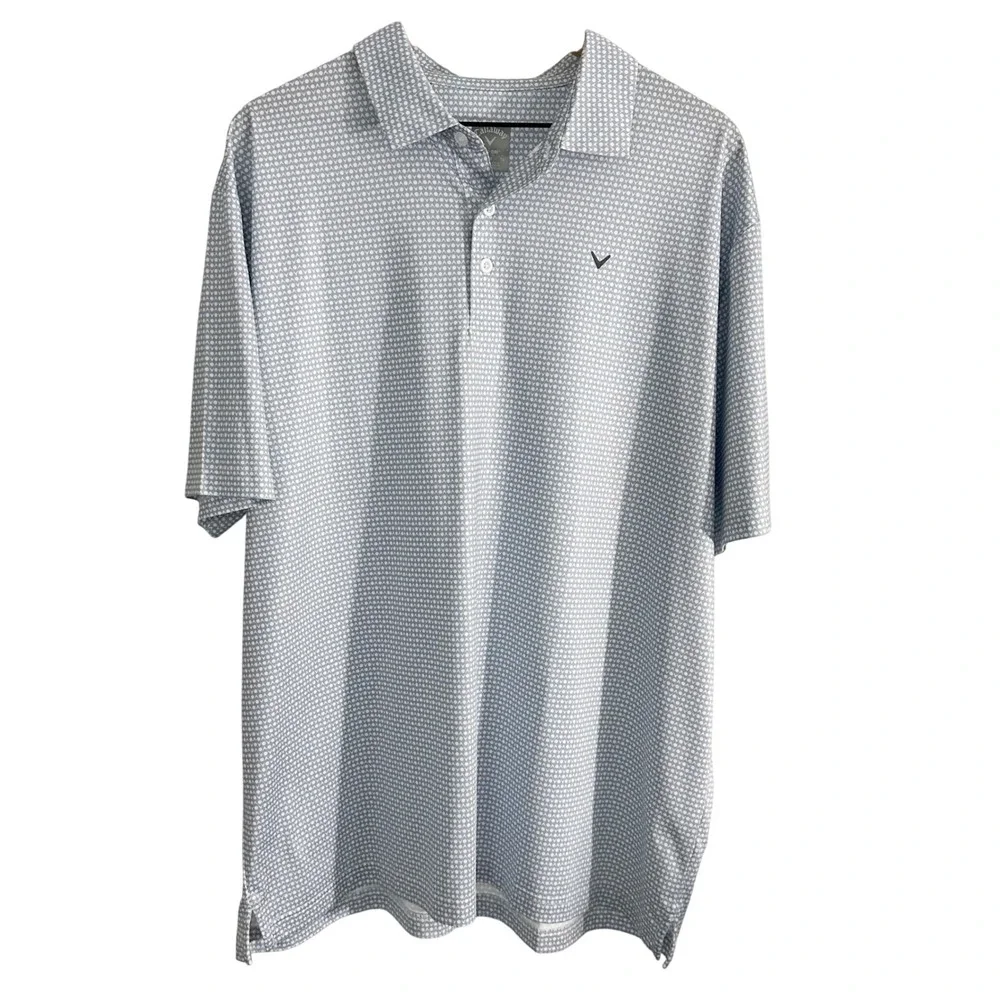 Callaway Pti-Dri Golf Polo Collared Casual Shirt Top Blue‎ White Extra Large